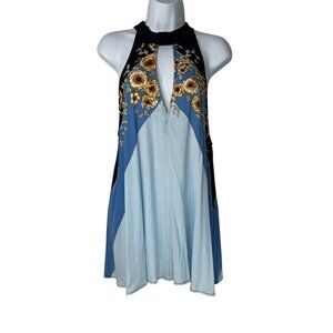 Free People Top Beat of My Heart Tunic Dress Size XS Floral Flowy Roomy Tie Back